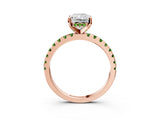 Rose gold Radiant Cut Diamond Solitaire Ring with Pavé Band and Four-Prong Setting_3