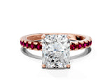 Rose gold Radiant Cut Diamond Solitaire Ring with Pavé Band and Four-Prong Setting