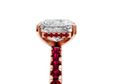 Rose gold Radiant Cut Diamond Solitaire Ring with Pavé Band and Four-Prong Setting_5