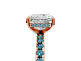 Rose gold Radiant Cut Diamond Solitaire Ring with Pavé Band and Four-Prong Setting_5