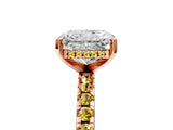 Rose gold Radiant Cut Diamond Solitaire Ring with Pavé Band and Four-Prong Setting_5