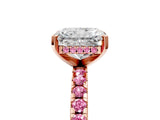 Rose gold Radiant Cut Diamond Solitaire Ring with Pavé Band and Four-Prong Setting_5