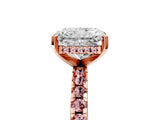 Rose gold Radiant Cut Diamond Solitaire Ring with Pavé Band and Four-Prong Setting_5