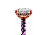Rose gold Radiant Cut Diamond Solitaire Ring with Pavé Band and Four-Prong Setting_5