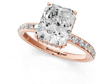 Rose gold Radiant Cut Diamond Solitaire Ring with Pavé Band and Hidden Halo_16
