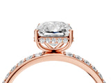 Rose gold Radiant Cut Diamond Solitaire Ring with Pavé Band and Hidden Halo_19