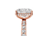 Rose gold Radiant Cut Diamond Solitaire Ring with Pavé Band and Hidden Halo_20