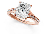 Rose gold Radiant Cut Diamond Solitaire Ring with Pavé Band and Prong Setting_13