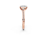 Rose gold Radiant Cut Diamond Solitaire Ring with Pavé Band and Prong Setting_14