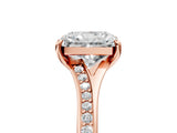 Rose gold Radiant Cut Diamond Solitaire Ring with Pavé Band and Prong Setting_17