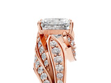 Rose gold Radiant Cut Diamond Solitaire Ring with Prong Setting and Twisted Pavé Band_8