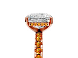Rose gold Radiant Cut Diamond Solitaire Ring with Round with Citrine side stone Pavé Band and Four-Prong Setting_41