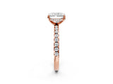 Rose gold Radiant Cut Diamond Solitaire Ring with Round with Moissanite side stone Pavé Band and Four-Prong Setting_38