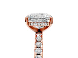 Rose gold Radiant Cut Diamond Solitaire Ring with Round with Moissanite side stone Pavé Band and Four-Prong Setting_41