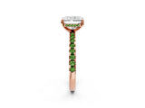 Rose gold Radiant Cut Diamond Solitaire Ring with Round with Peridot side stone Pavé Band and Four-Prong Setting_38