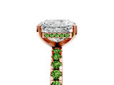 Rose gold Radiant Cut Diamond Solitaire Ring with Round with Peridot side stone Pavé Band and Four-Prong Setting_41