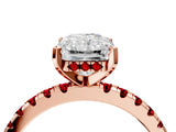 Rose gold Radiant Cut Diamond Solitaire Ring with Round with Ruby side stone Pavé Band and Four-Prong Setting_40