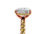 Rose gold Radiant Cut Diamond Solitaire Ring with Round with Yellow Sapphire side stone Pavé Band and Four-Prong Setting_41