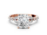 Rose gold Radiant Cut Diamond Solitaire Ring with Side Stones and Four-Prong Setting_70