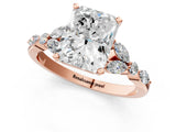 Rose gold Radiant Cut Diamond Solitaire Ring with Side Stones and Four-Prong Setting_71