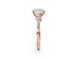Rose gold Radiant Cut Diamond Solitaire Ring with Side Stones and Four-Prong Setting_72
