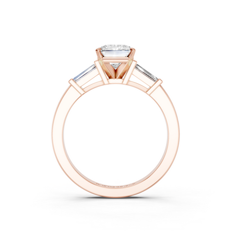 Rose gold Radiant Cut Diamond Solitaire Ring with Tapered Baguette Accents and Four-Prong Setting_17