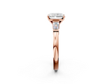 Rose gold Radiant Cut Diamond Solitaire Ring with Tapered Baguette Accents and Four-Prong Setting_71