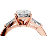 Rose gold Radiant Cut Diamond Solitaire Ring with Tapered Baguette Accents and Four-Prong Setting_73