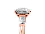 Rose gold Radiant Cut Diamond Solitaire Ring with Tapered Baguette Accents and Four-Prong Setting_74