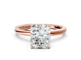 Rose gold Radiant Cut Diamond Solitaire Ring with Thin Band and Prong Setting_12