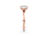 Rose gold Radiant Cut Diamond Solitaire Ring with Thin Band and Prong Setting_14