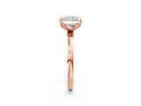 Rose gold Radiant Cut Diamond Solitaire Ring with Thin Band and Prong Setting_26