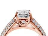 Rose gold Radiant Cut Diamond Solitaire Ring with Three-Row Pavé Band and Four-Prong Setting_39
