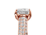 Rose gold Radiant Cut Diamond Solitaire Ring with Three-Row Pavé Band and Four-Prong Setting_40