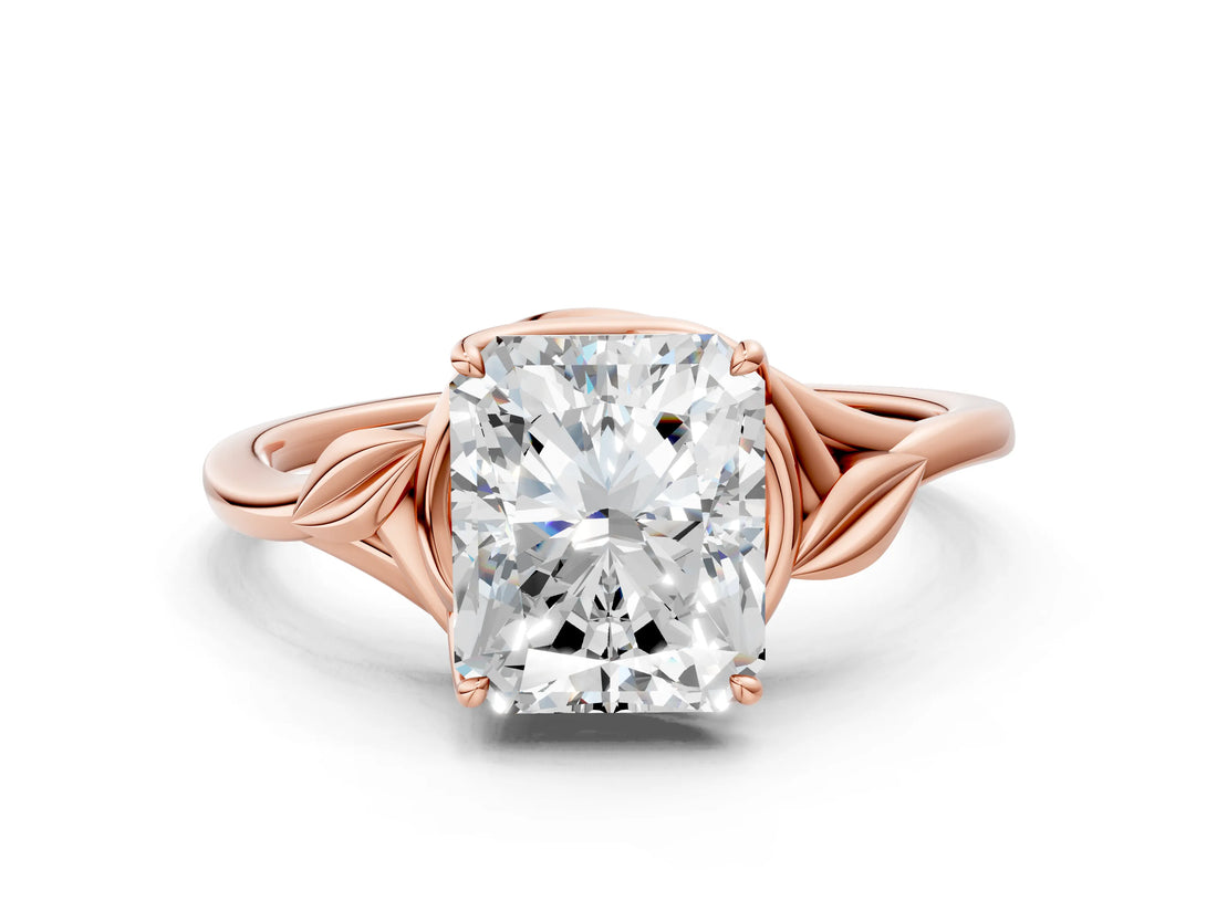 Rose gold Radiant Cut Diamond Solitaire Ring with Twist Band and Four-Prong Setting_53