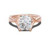 Rose gold Radiant Cut Diamond Solitaire Twist Band Prong Setting Ring_55
