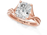 Rose gold Radiant Cut Diamond Solitaire Twist Band Prong Setting Ring_56
