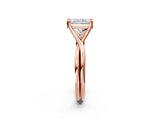 Rose gold Radiant Cut Diamond Solitaire Twist Band Prong Setting Ring_57