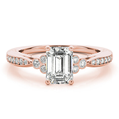 Rose gold Radiant Cut Diamond Solitaire with Pavé Band and Four-Prong Setting 2