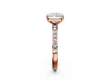 Rose gold Radiant Cut Diamond Solitaire with Pave Band and Four-Prong Setting 2