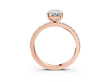 Rose gold Radiant Cut Diamond Solitaire with Pave Band and Four-Prong Setting 3