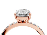 Rose gold Radiant Cut Diamond Solitaire with Pave Band and Four-Prong Setting 4