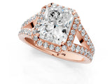 Rose gold Radiant Cut Diamond Split Shank Halo Ring with Four-Prong Setting_58