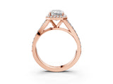 Rose gold Radiant Cut Diamond Split Shank Halo Ring with Four-Prong Setting_60