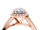 Rose gold Radiant Cut Diamond Split Shank Halo Ring with Four-Prong Setting_61