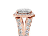 Rose gold Radiant Cut Diamond Split Shank Halo Ring with Four-Prong Setting_62