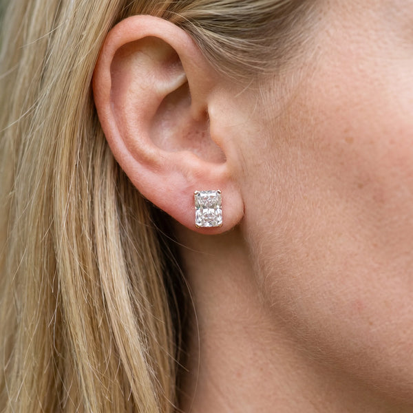 Rose gold Radiant Cut Diamond Stud Earrings