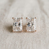 Rose gold Radiant Cut Diamond Stud Earrings_434