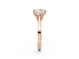 Rose gold Radiant Cut Diamond Three-Stone Engagement Ring with Prong Setting and Pavé Band_5