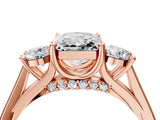 Rose gold Radiant Cut Diamond Three-Stone Engagement Ring with Prong Setting and Pavé Band_7